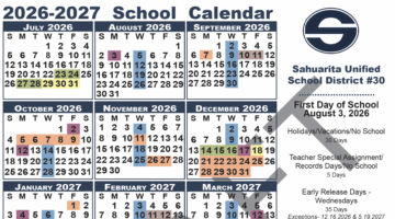 Drafte od the 2026-2027 school calendar. Start date Aug 3, 2026